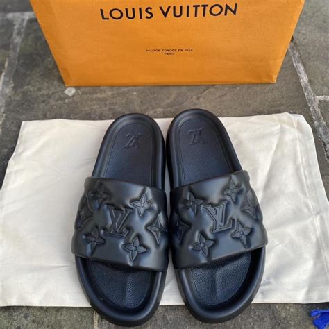 louis vuitton waterfront mule sandals in black|Louis Vuitton slides price.